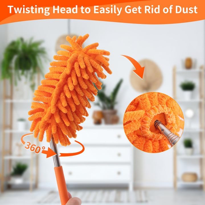 TIMIVO Mini Duster for Cleaning, 360° Bendable Hand Dusters with Extension Pole, Washable Small Duster for Car Interior, Office, Furniture - Image 2